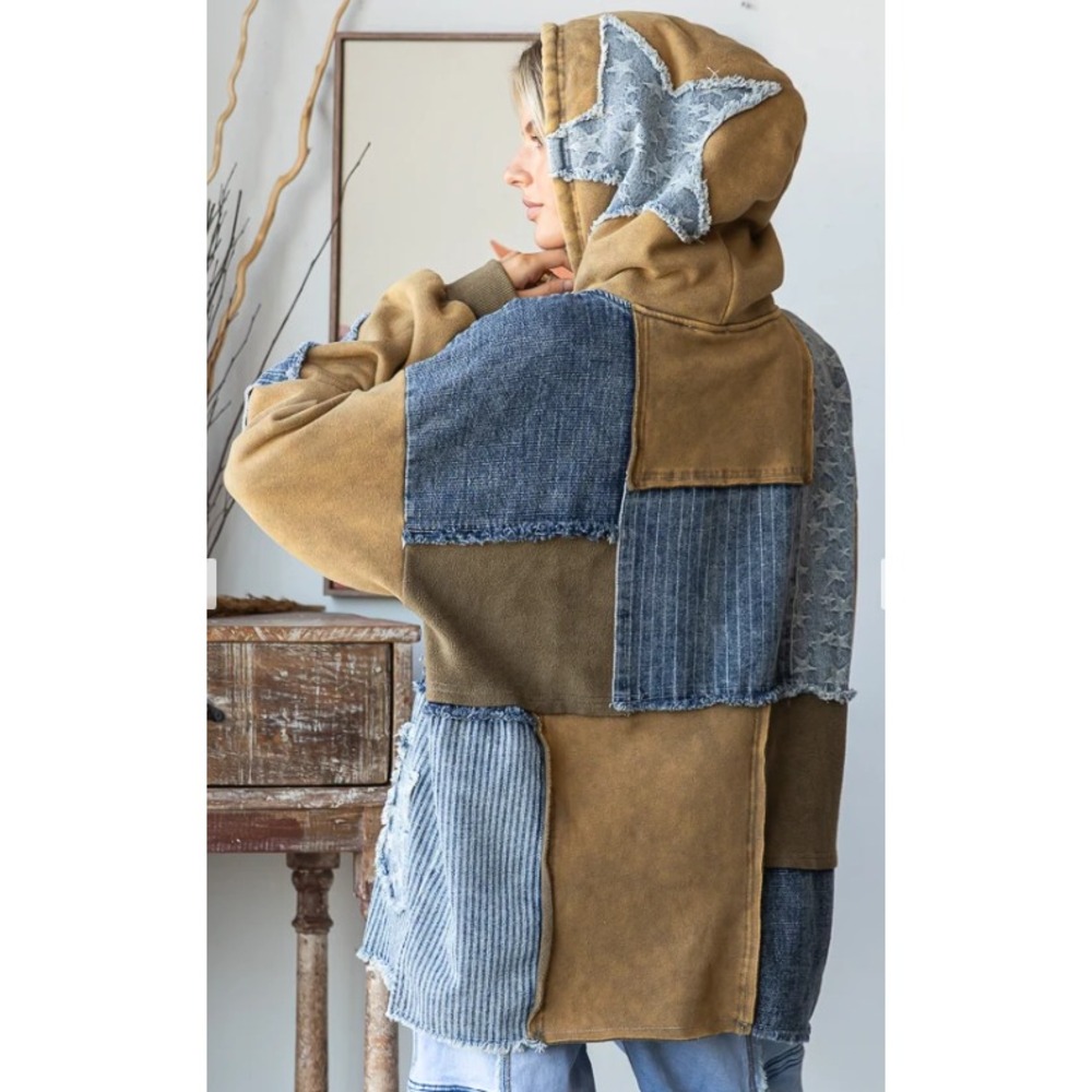 167 Oli & Hali Patchwork Star Denim Hooded Pullover - XL PTP: 28" (BB5) - Picture 3 of 3